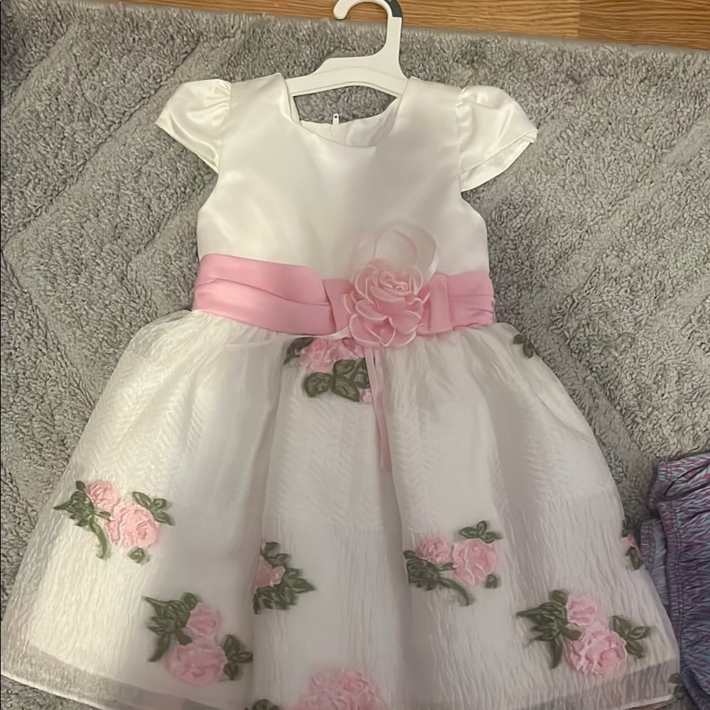 Rare Editions White and Cream Puff Sleeve Sundress